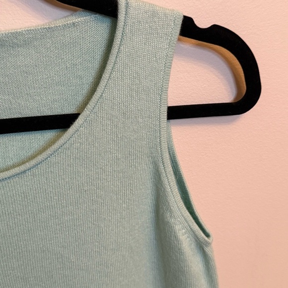 Eileen Fisher Silk Cashmere Scoop Neck Knit Sleeveless Sweater Aqua Blue Size PS - Picture 2 of 7